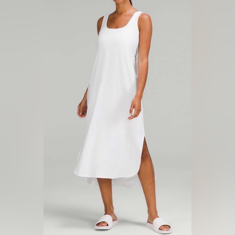 Nwot Lululemon Pima Cotton Open-Back Midi Dress White